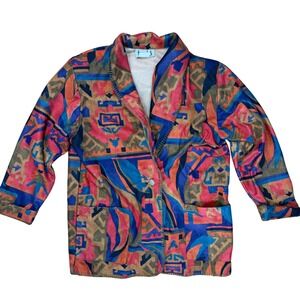 Teddi Vintage Southwestern Geometric Womens Blazer Jacket Multicolor
